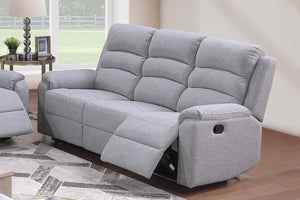 English Elm Modern Three Seat Manual Reclining Sofa Tufted Burlap Fabric Neutral Living Room B011P468576