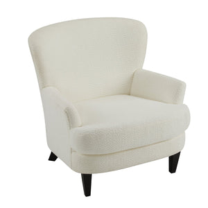 English Elm Christopher Knight Home® - Gerald Boucle Upholstered Club Chair with Tapered Birch Legs, Tonal Piping and Cozy Texture Off-White+Black 32.25 L x 27.75 W x 20.75 H N776P243710W