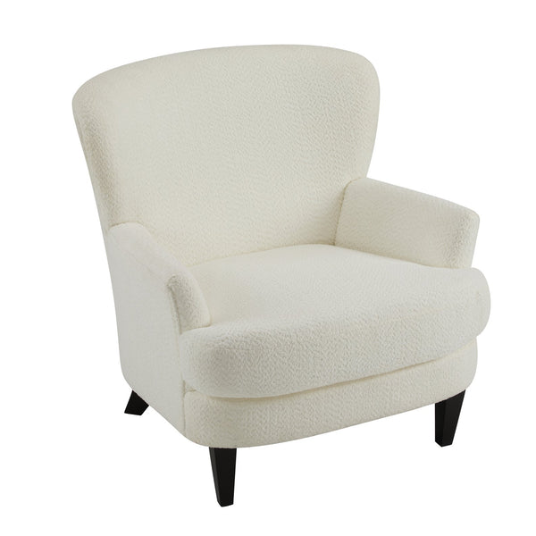 English Elm Christopher Knight Home® - Gerald Boucle Upholstered Club Chair with Tapered Birch Legs, Tonal Piping and Cozy Texture Off-White+Black 32.25 L x 27.75 W x 20.75 H N776P243710W