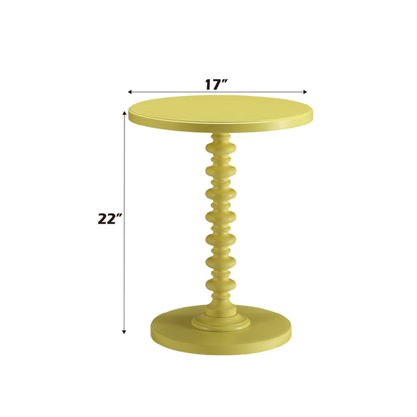 English Elm Acton Charming Yellow Round Accent Table with Turned Solid Wood Pedestal Base, KD, 40lb Limit, MDF Top B2726P321036