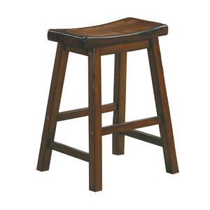 English Elm 24" Solid Wood Saddle Seat Backless Counter Stool Rustic Warmth Set of Two Cherry B056P417114