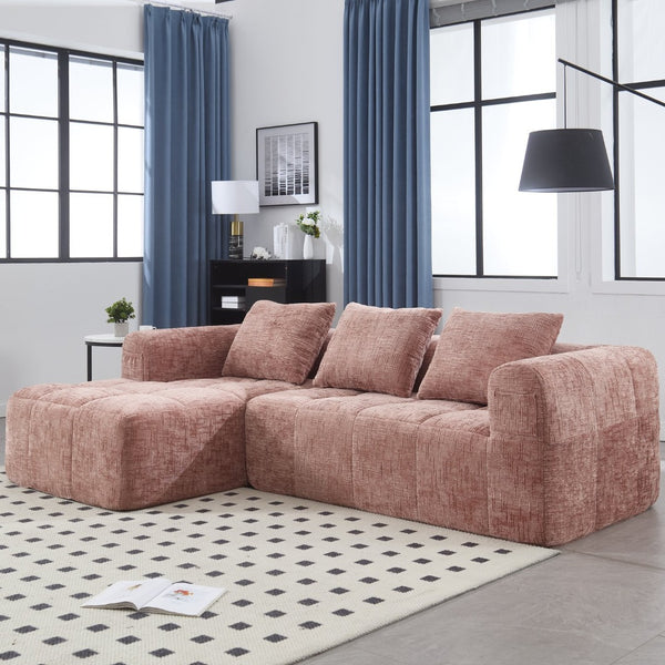 English Elm United Modern Chenille 98.42-Inch L-Shaped Modular Sectional Sofa With Chaise & Side Pockets P1 W1568S00148-GIGA