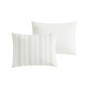 English Elm 6 Piece Cotton Jacquard Oversized Comforter Set - Luxurious White/Grey Bedding For Cozy Bedrooms B035128777