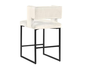 English Elm Modern Glam Counter Stools Set of 2 Velvet Cushioned Seats with Gold Metal Legs Black+Cream B011P423331