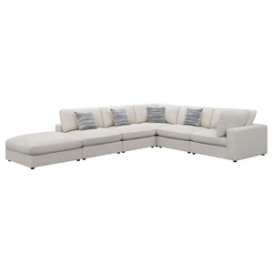 English Elm Rhette Beige 6-Piece Modular Sectional Sofa With Reversible Cushions, Ottomans & Accent Pillows B062S00993-GIGA