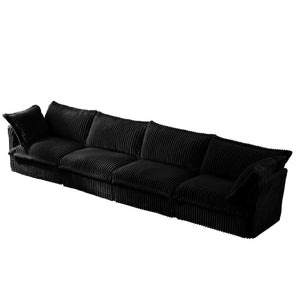 English Elm Slipcovered 4-Seater Sofa - Extra Deep, Removable Black Corduroy Couch For Stylish Living Rooms W3041S00099-GIGA