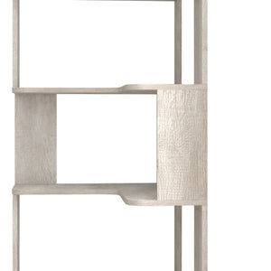 English Elm 6 Tier Freestanding L-Shaped Corner Bookshelf with Anti-Tip, Rounded Corners, 3D Wood Grain Finish Light Gray W2899P372517