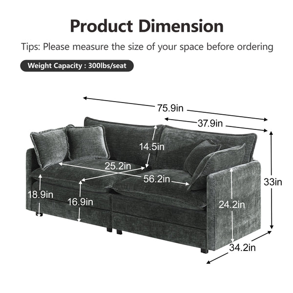 English Elm 2 Piece Chenille Upholstered Sofa and Chair Set Modular Living Room Seating Suite W714S00984