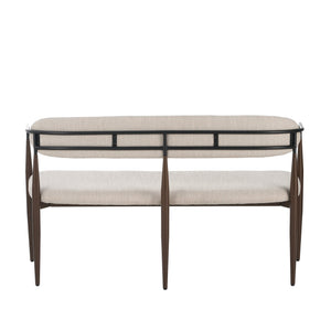 English Elm Metal Boucle Settee Loveseat with Sculptural Toothpick Legs for Modern Living Spaces Beige,Dark Coffee+Black N771P247148H