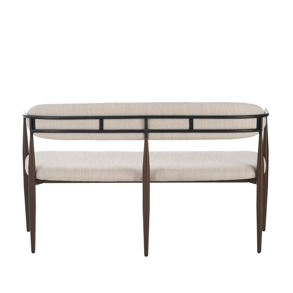 English Elm Metal Boucle Settee Loveseat with Sculptural Toothpick Legs for Modern Living Spaces Beige,Dark Coffee+Black N771P247148H