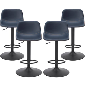 English Elm Adjustable Swivel Barstools Set of 2 Pu Leather Industrial Mid-century Kitchen Island Seating Blue T3623P430804