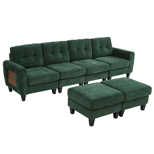 English Elm Swivel Barrel Accent Chair Chenille Tufted Round Club Seat for Living Room Lounge Green N719S002250F