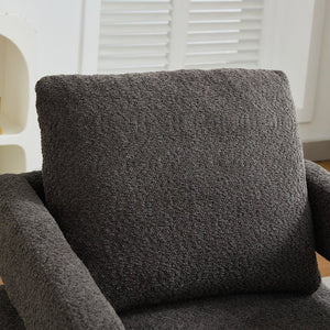English Elm 29.13" Boucle Swivel Lounge Chair Open Back Sculptural Accent Seat for Living Room Charcoal W3188P280199