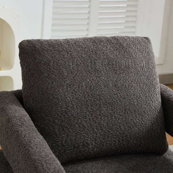 English Elm 29.13" Boucle Swivel Lounge Chair Open Back Sculptural Accent Seat for Living Room Charcoal W3188P280199