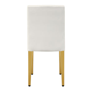 English Elm 4-pack PU dining chairs with ergonomic buckle backrest, high-density sponge seat, gold metal legs elegant luxury White+Gold W1151P295709