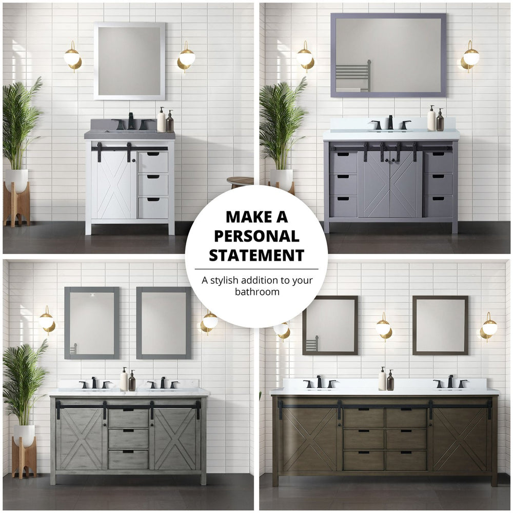 English Elm Dark Grey Double Bath Vanity With Carrara Marble Countertop & Mirrors – 84" W, Stylish & Spacious! B2731S00863