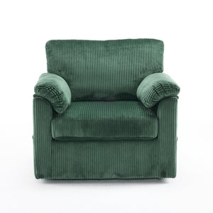 English Elm 33 Inch Oversized Swivel Corduroy Lounge Chair with Plush Chenille Cushioning and Support Springs Green W1829P265011