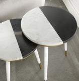 Steve Silver Taj Marble Nesting Tables - White and Gold Accents