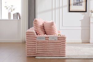 English Elm Oversized Corduroy Cloud Couch Convertible Sleeper Sofa with Memory Foam Seating Pink W395S00121
