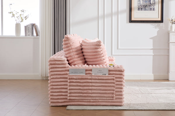 English Elm Oversized Corduroy Cloud Couch Convertible Sleeper Sofa with Memory Foam Seating Pink W395S00121
