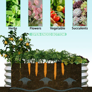 English Elm 4x2x1ft Galvanized Raised Garden Bed Kit — Heavy-Duty Rust-Resistant Modular Planter for Vegs W840P310517