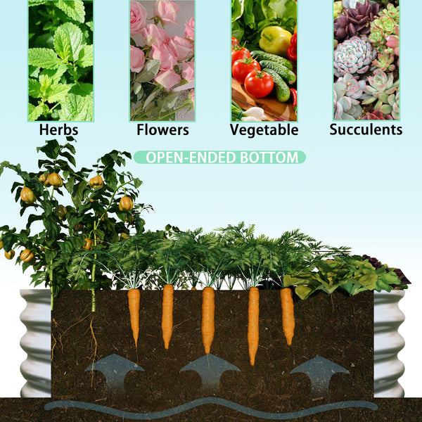 English Elm 4x2x1ft Galvanized Raised Garden Bed Kit — Heavy-Duty Rust-Resistant Modular Planter for Vegs W840P310517