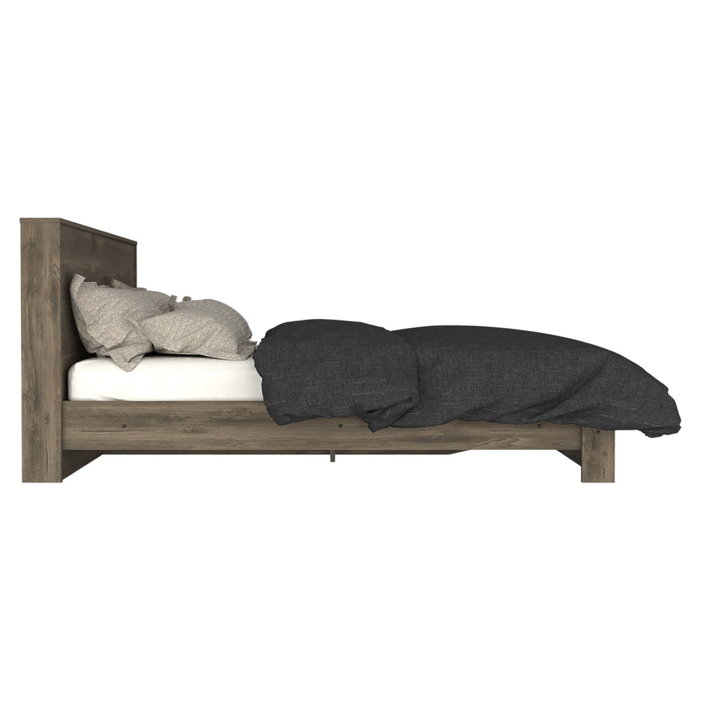 English Elm Galanto Full Size Platform Bed with Headboard Dark Brown – Modern 440 lb Capacity, Easy Assemble B200S00359