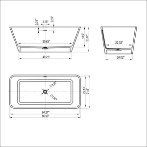 English Elm 67 Inch Stone Resin Freestanding Soaking Tub Matte White Spa Bath for Bathroom W1613P358125