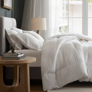 JLA Home Harbor House - 100% Goose Down Comforter with 400TC Cotton Sateen Shell, Baffle-Box Quilt, Breathable Year-Round Luxury 94 L x 90 W x 2H HHD10-1915