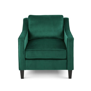 English Elm Christopher Knight Home® - Green Velvet Upholstered Club Chair with Tapered Legs, Tonal Piping & Luxe Polyester Velvet Comfort N758P268293G