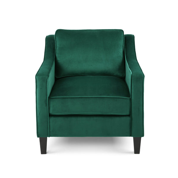 English Elm Christopher Knight Home® - Green Velvet Upholstered Club Chair with Tapered Legs, Tonal Piping & Luxe Polyester Velvet Comfort N758P268293G