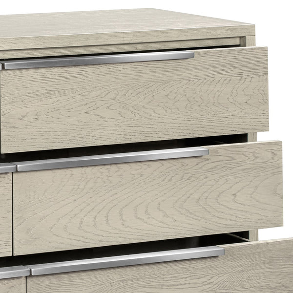 English Elm Abbey Solid Oak Six Drawer Dresser Gray Finish Wide Low Profile Bedroom Storage B2736P464852