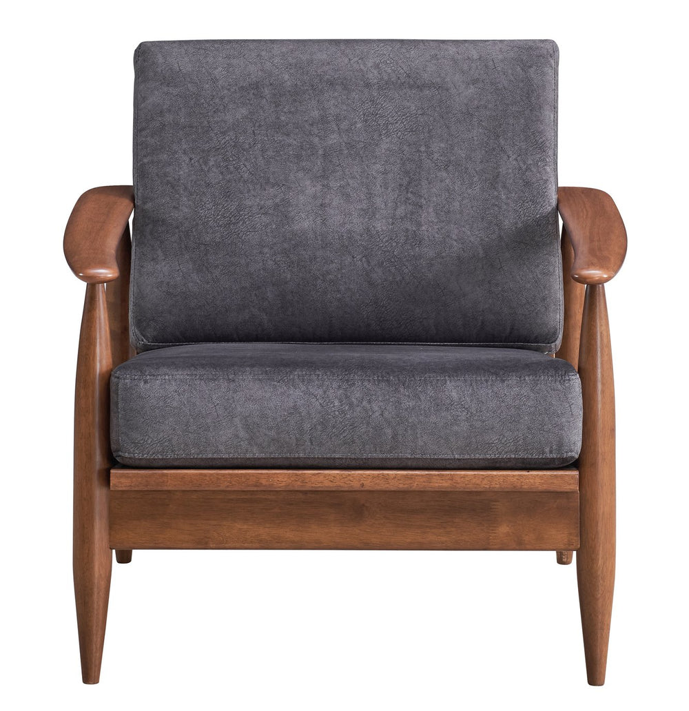 English Elm Charcoal Removable Cushion Accent Chair with Full Foam Comfort, Rubber Wood Frame, Brown Finish B062S00567