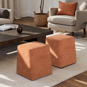 English Elm Jennifer Taylor Home - Oliver 16" Tapered Square Upholstered Ottoman - Compact Fleece Pouf, Modern Footrest & Seat (16") Orange B2719P269259