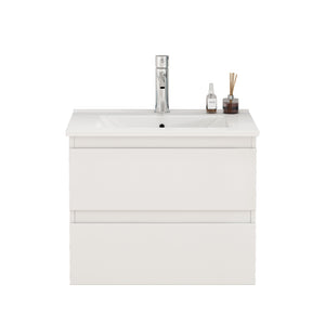 English Elm 24-Inch Bathroom Vanity With Integrated Sink, Soft-Close Drawers, Minimalist Design, Easy Assembly W3151S00063