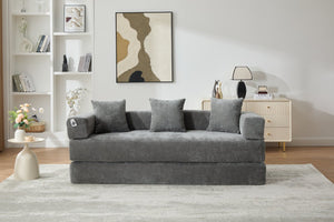 English Elm UNITED Folding Sofa Bed with Removable Cover Zipper, Chenille Memory Foam Sleeper for Small Spaces Gray W1568P293808