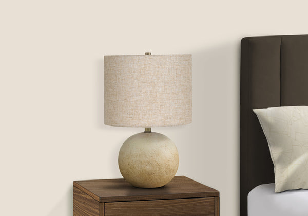 English Elm Lighting, 20" Contemporary Table Lamp With Beige Concrete Base & Linen Shade – Perfect For Any Space B2710P220134
