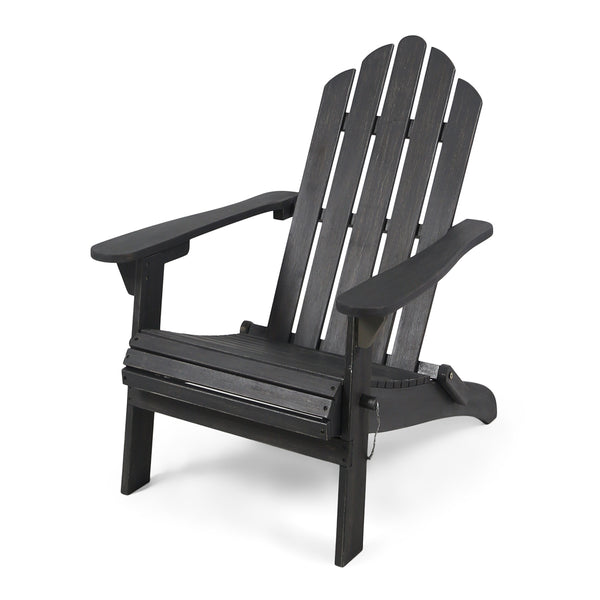 English Elm Christopher Knight Home® - HOLLYWOOD Acacia Wood Foldable Adirondack Chair for Patio & Poolside — Weather-Resistant, Classic Comfort DARK GREY 39.25 L x 24.5 W x 7.75 H 62399.00DGRY