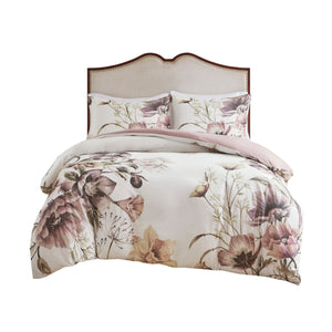 English Elm King/Cal Cassandra 3PC Cotton Printed Duvet Cover Set – Shabby Chic Floral Blush, OEKO‑TEX, Button Closure B03597339