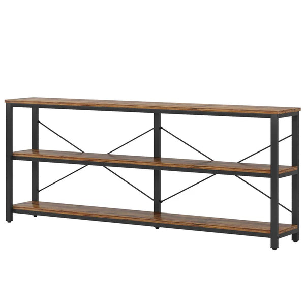 English Elm Hall Console Table Industrial Rustic Two Tier Wood Tone Metal Frame Entryway Sofa T3971P453148