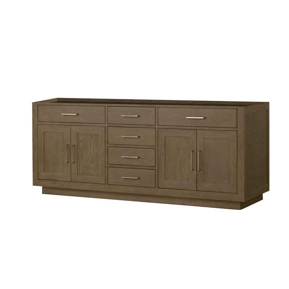 English Elm Grey Oak Double Bath Vanity - Stylish 80" W Midcentury Design With Ample Storage & Soft-Close Features B2731P257820