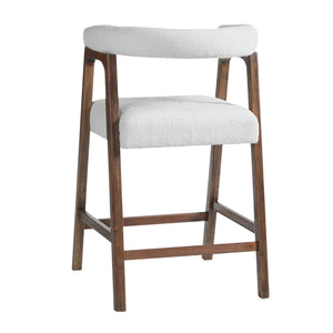 English Elm 24'' Upholstered Counter Stools with Arms Beige Set of 2 for Kitchen Island Walnut N780P354192D