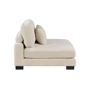 English Elm 1Pc Modular Armless Chair - Plush Beige Corduroy Upholstery With Supportive Lumbar Pillow & Plywood Frame B011P220636