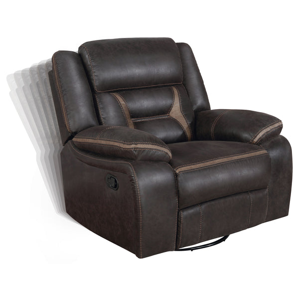 English Elm Brazelton Three-Piece Motion Sofa Loveseat Recliner Set with Leatherette Upholstery, Cup Holders and Storage Brown B062S01169