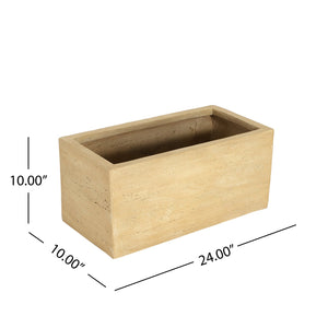 English Elm Christopher Knight Home® - Mgo Handmade Rectangle Planter Box – Lightweight Travertine Beige, Perfect For Indoor & Outdoor Use N772P277549A