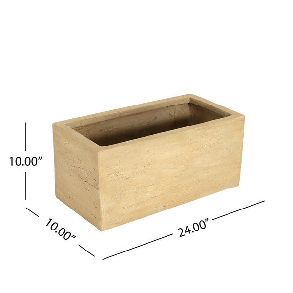 English Elm Christopher Knight Home® - Mgo Handmade Rectangle Planter Box – Lightweight Travertine Beige, Perfect For Indoor & Outdoor Use N772P277549A