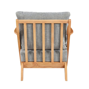 English Elm Mid-Century modern accent chair with solid rubberwood frame, chenille upholstery, plush seat comfort Gray,Natural 45 L x 25.5 W x 14.5 H B011P347877