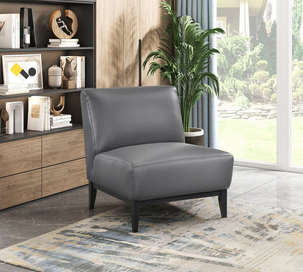 English Elm Leather Slipper Chair Top Grain Leather Upholstered Accent Seat High-Density Foam Durable Comfort Dark Gray 29.5 L x 33.5 W x 26.75 H B011P315629