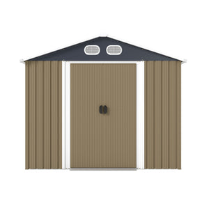English Elm Campcraft 8x12 Outdoor Metal Storage Shed Lockable Weatherproof Backyard Tool House Brown W1598S00043