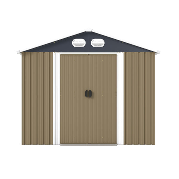 English Elm Campcraft 8x12 Outdoor Metal Storage Shed Lockable Weatherproof Backyard Tool House Brown W1598S00043